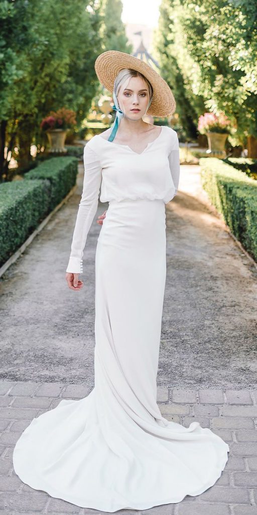 modest wedding dresses with sleeves simple sheath elizabethcooper