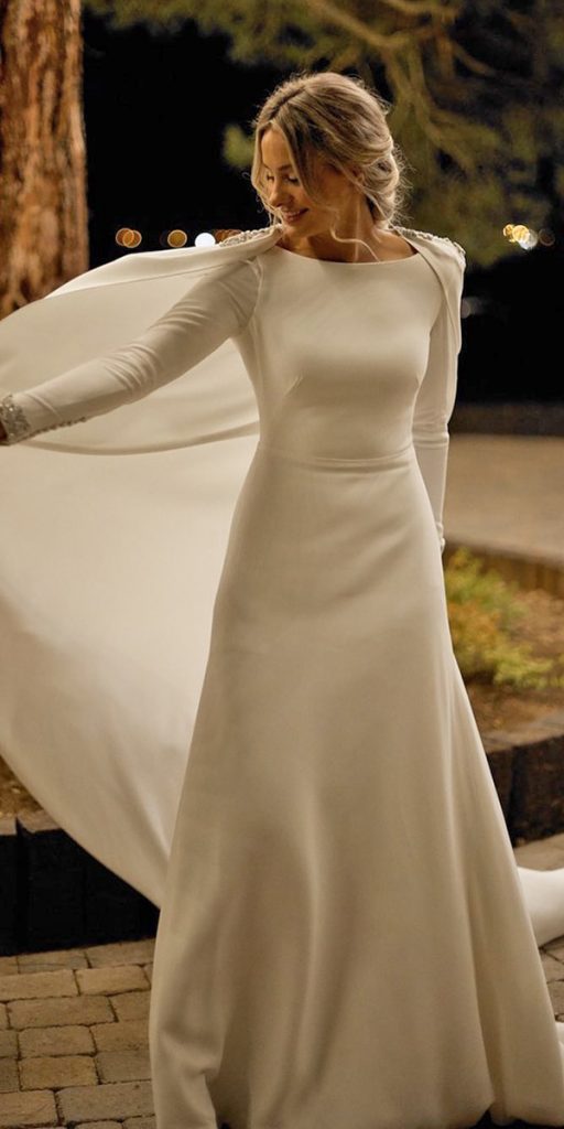 modest wedding dresses with sleeves simple sheath ohqueluna
