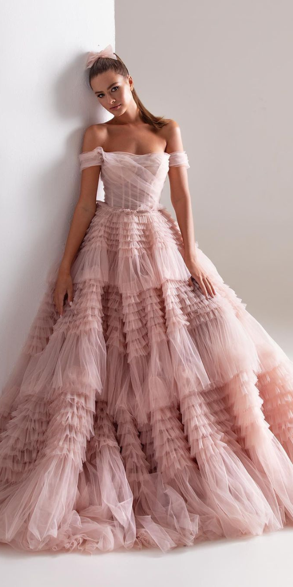 pink wedding dresses ball gown in light shade