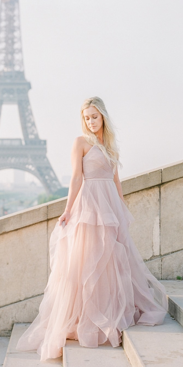 pink wedding dresses blush a-line gown