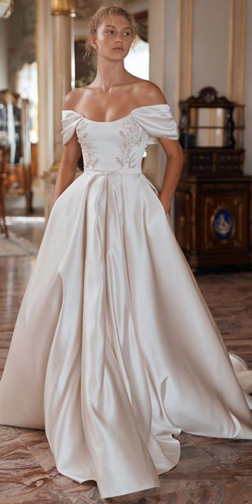 silk wedding dresses off the shoulder simple ball gown eisen stein