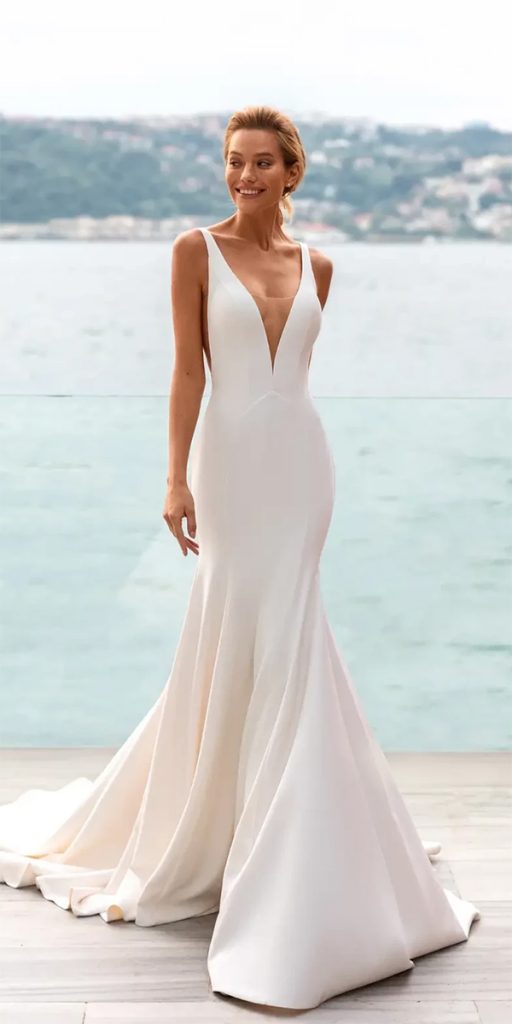 simple satin mermaid wedding dresses sexy beach daria karlozi