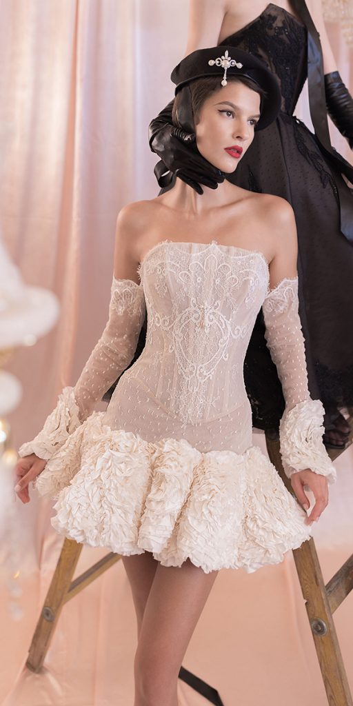 vintage lace short wedding dresses off the shoulder with sleeves kim kassas