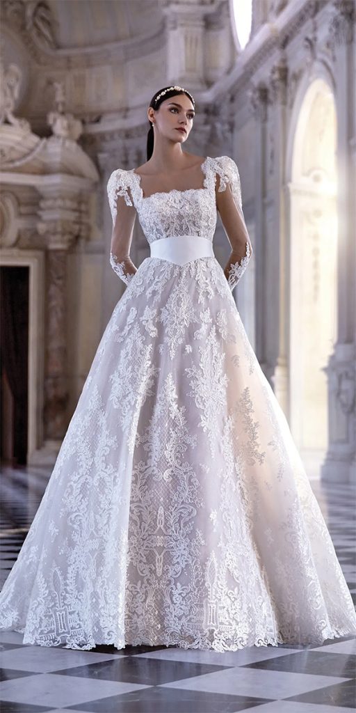 vintage wedding dresses with sleeves a line corset lace pronovias