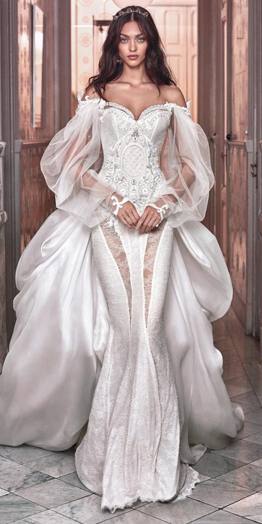 vintage wedding dresses with sleeves sweetheart neckline mermaid victorian style galia lahav