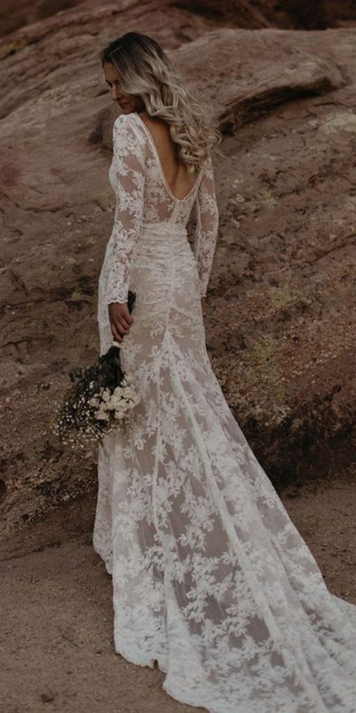 boho wedding dresses with sleeves sheath lace barn dreamersandlovers