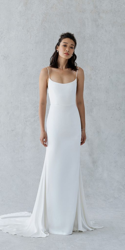 casual simple wedding dresses sheath with spaghetti straps beach alexandra grecco
