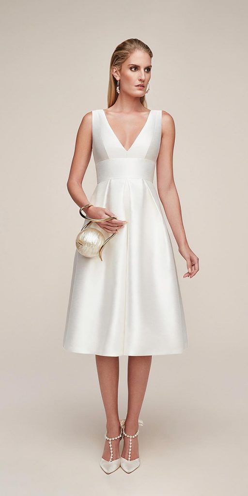 knee length wedding dresses simple v neckline annebarge