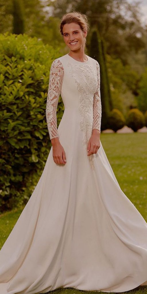 lace wedding dresses with sleeves modest boho ohqueluna