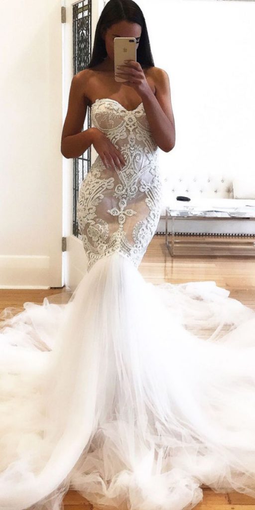 mermaid wedding dresses lace sweetheart neckline strapless sexy nektaria