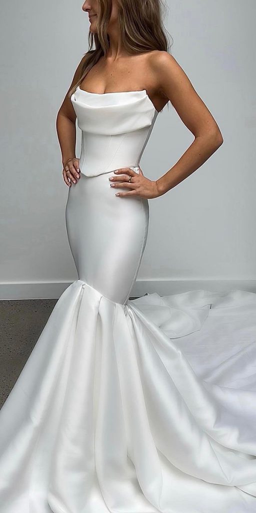 mermaid wedding dresses simple strapless neckline sexy kyhastudios