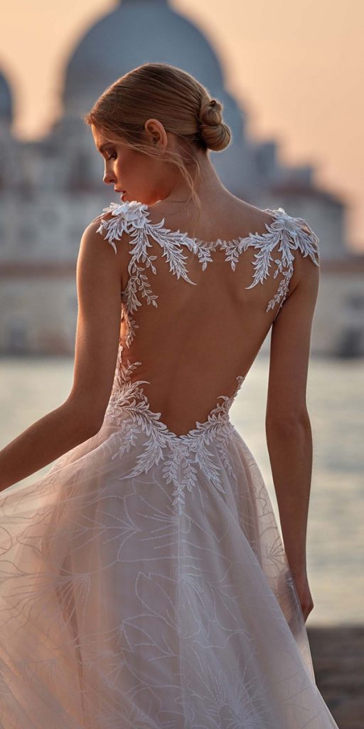  open lace back wedding dresses romantic a line nicole milano