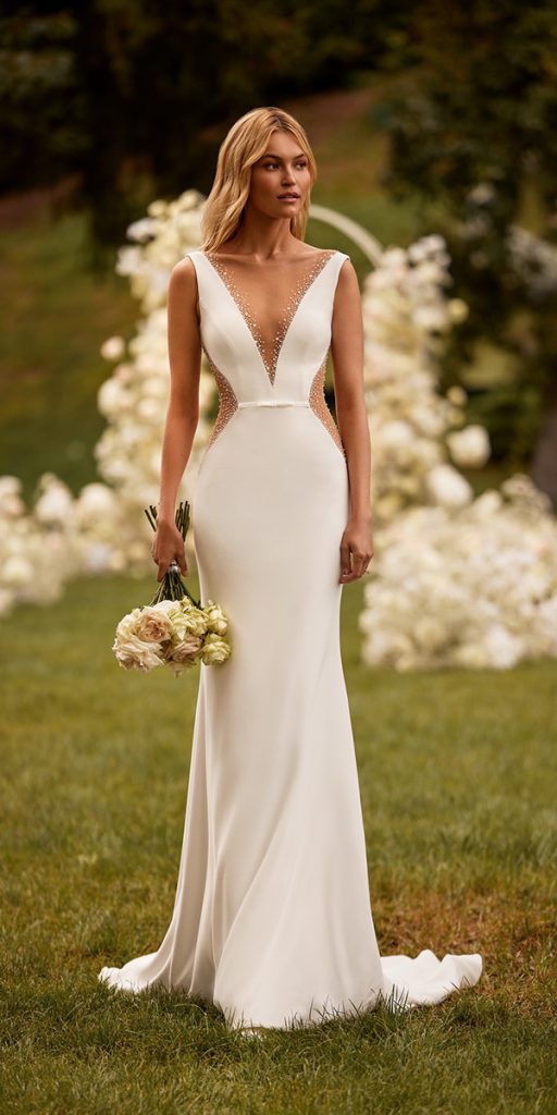simple wedding dresses deep v neckline beach country sexy luce sposa