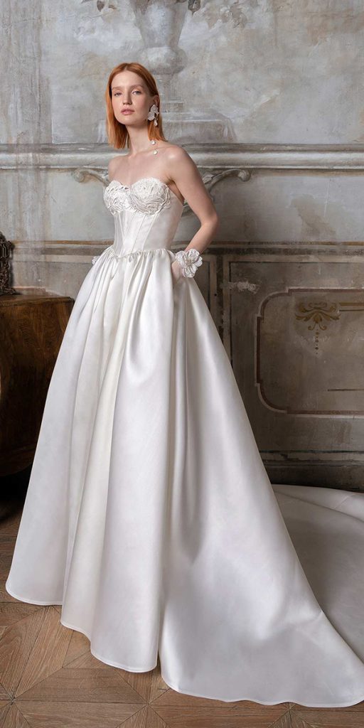 top wedding dresses sweetheart strapless neckline simple papilio
