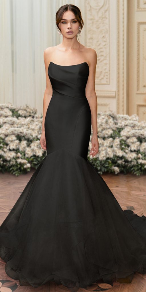 black wedding dresses simple mermaid strapless sexy moonlight