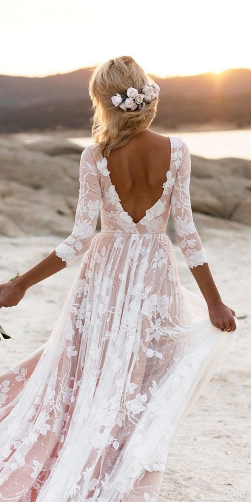 destination wedding dresses v back with long sleeves boho wearyourlovexo
