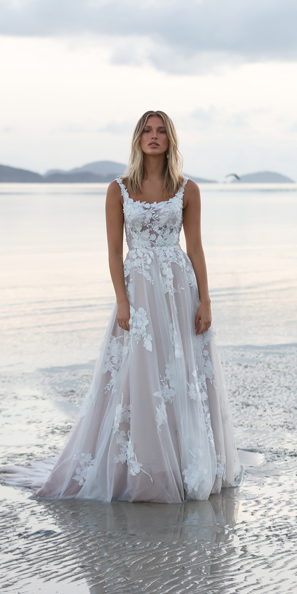 lace beach wedding dresses a line floral sexy madi lane