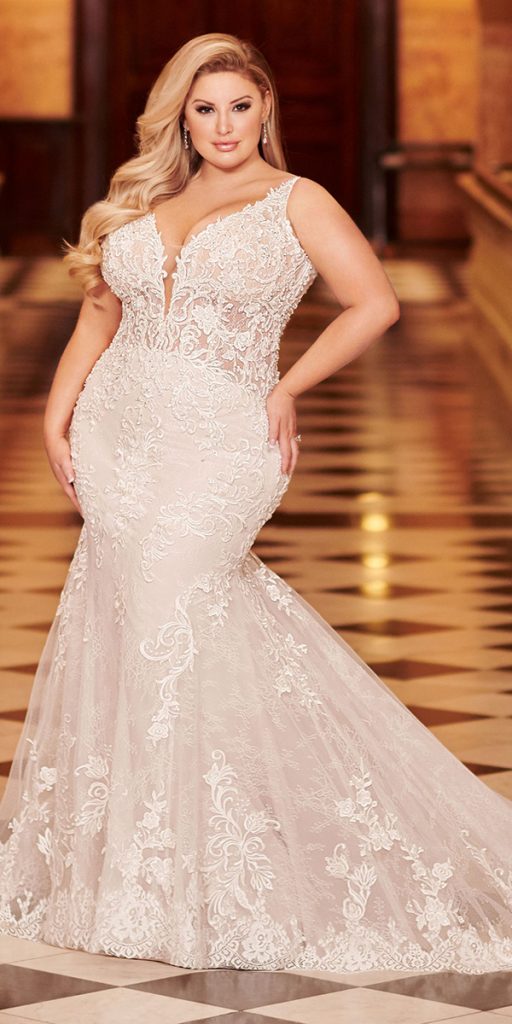 lace plus size wedding dresses mermaid sexy sweetheart neckline martin