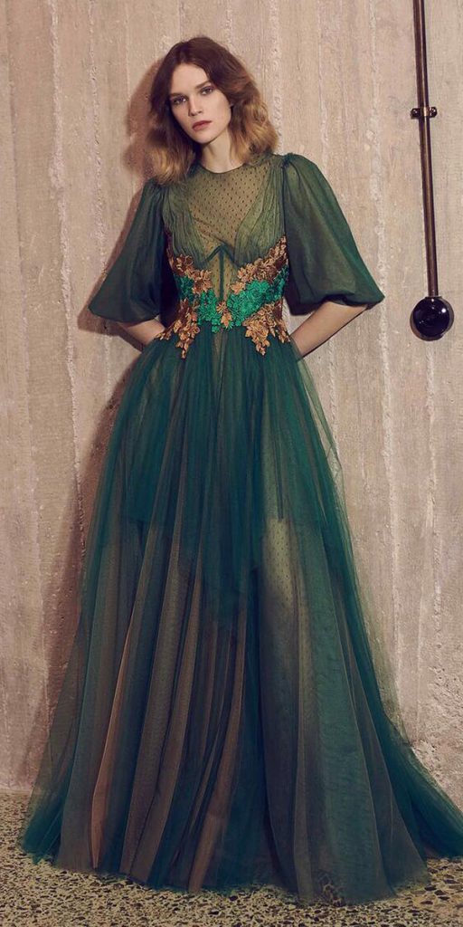olive green wedding dresses a line with sleeves costarellos