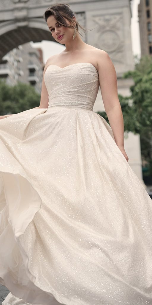 plus size ball gowns wedding dresses sequins strapless neckline maggie sottero