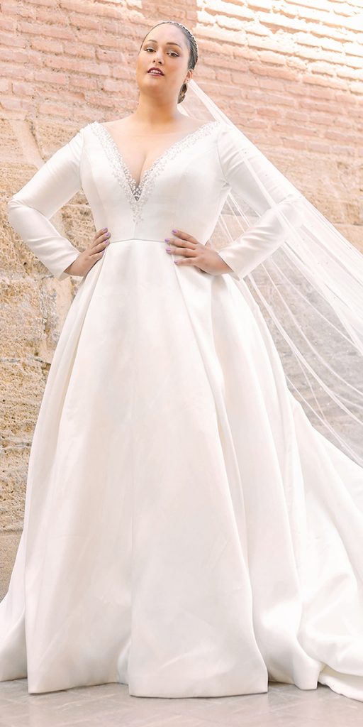 plus size ball gowns wedding dresses simple with long sleeves pronovias