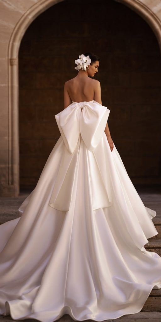 princess wedding dresses simple backless with bow wona