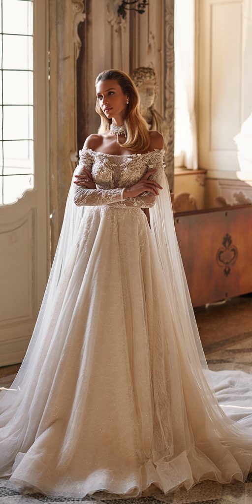 romantic bridal gowns a line off the shoulder luce sposa