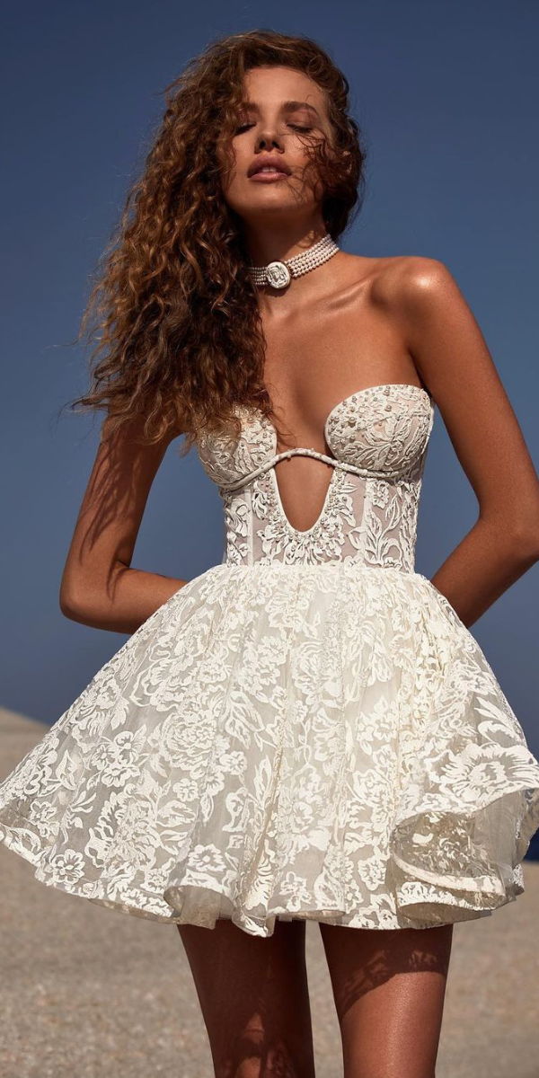 lace short wedding dresses without sleeves