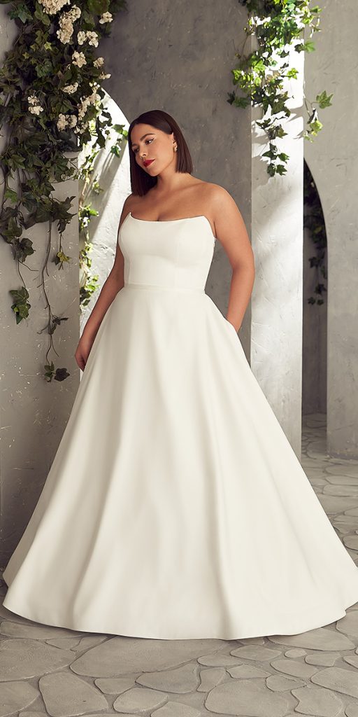plus size wedding dresses simple strapless a line mikaellabridal