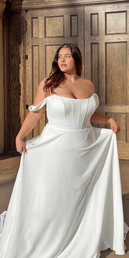 plus size wedding dresses simple strapless neckline stella york