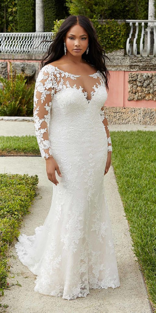  plus size wedding dresses with long sleeves lace sexy mermaid mori lee