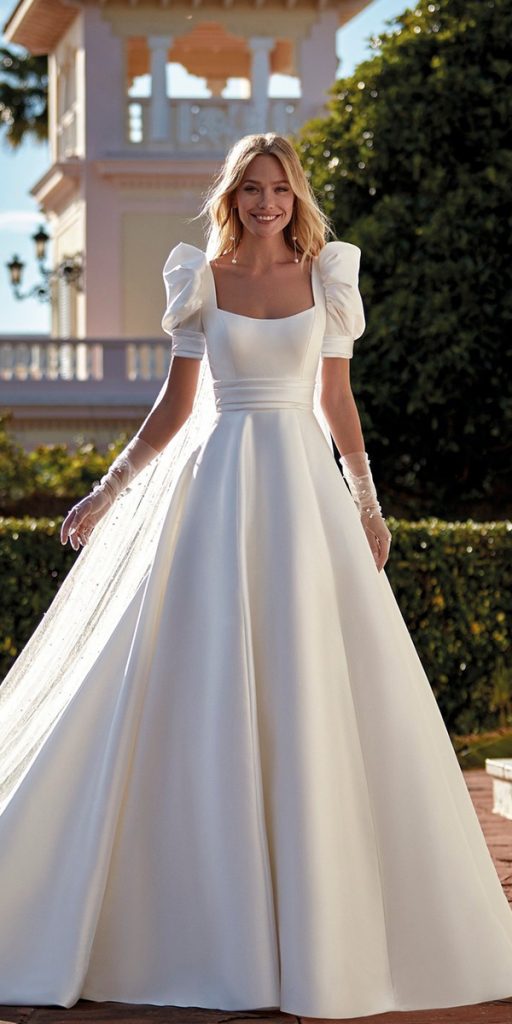 Simple bridal hot sale gowns with sleeves