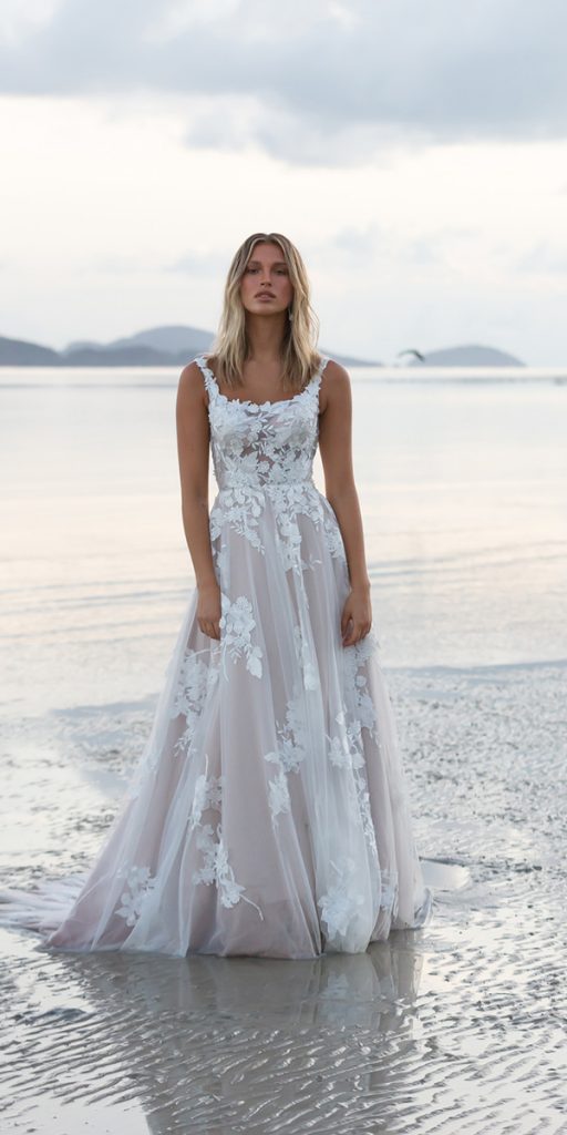  summer wedding dresses a line lace floral madilane