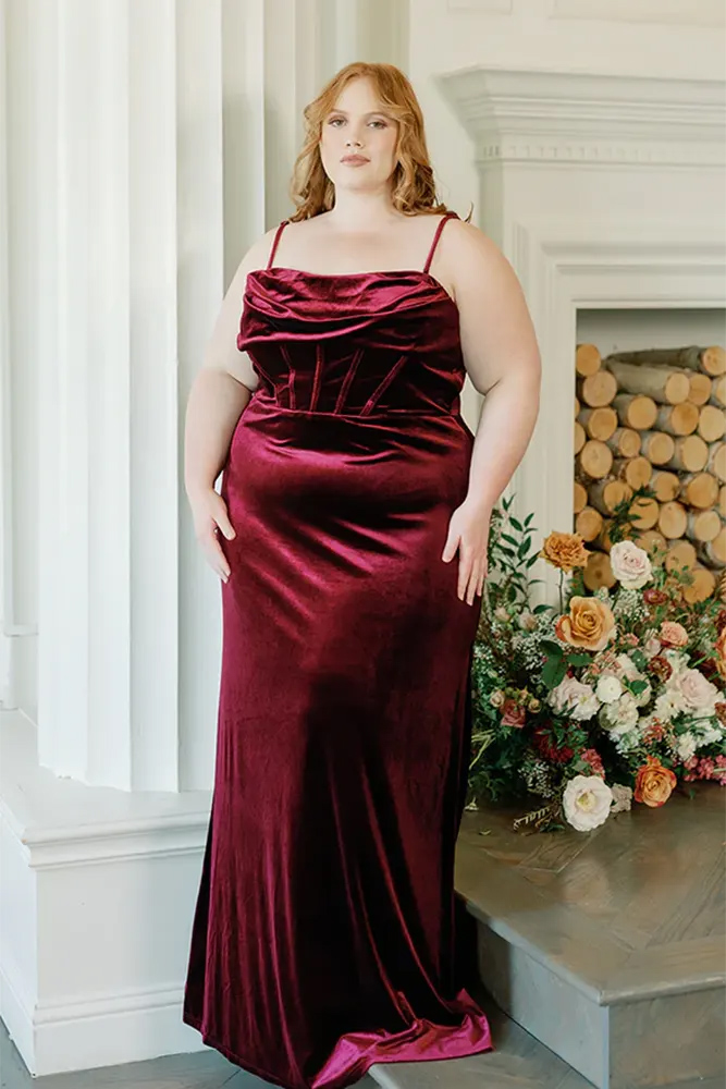 velvet burgundy bridesmaid dresses plus size revelry