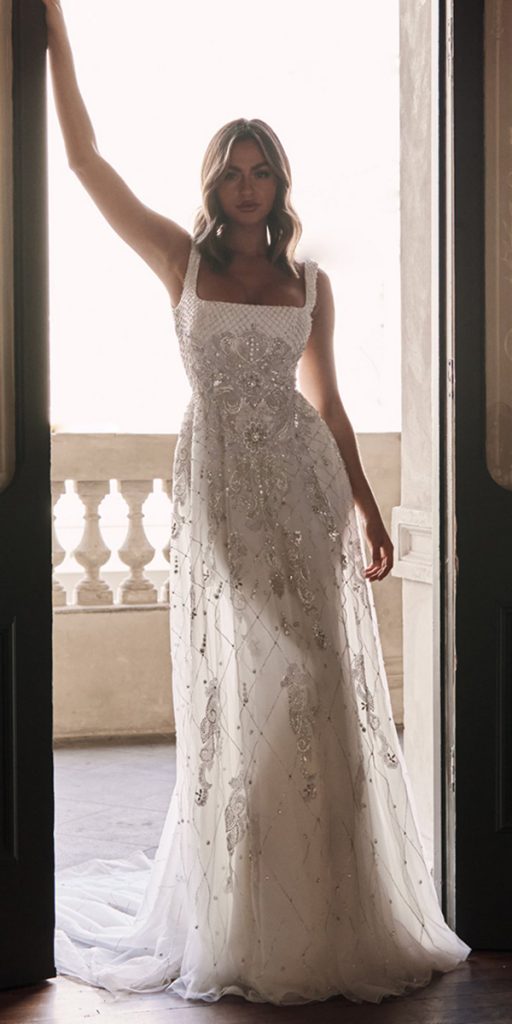 vintage wedding dresses a line beaded jeweled annacampbell1