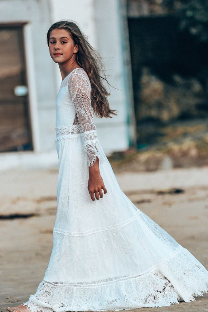 country flower girl dresses in lace