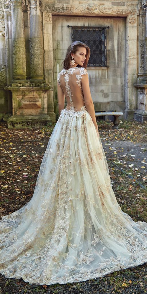 lace back wedding dresses a line floral galia lahav