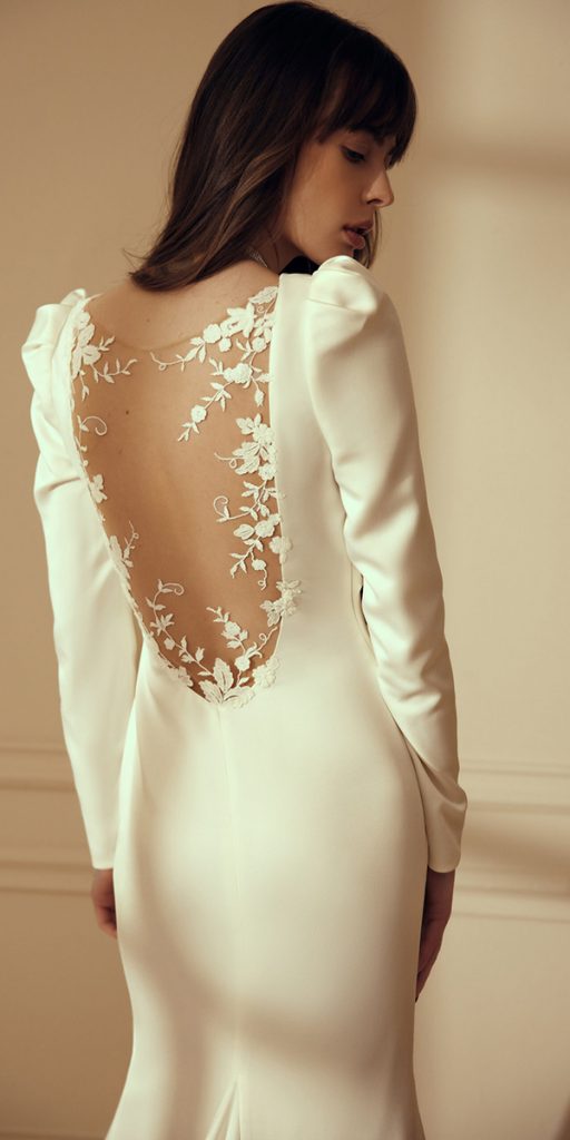 lace back wedding dresses long sleeves ivory innocentia