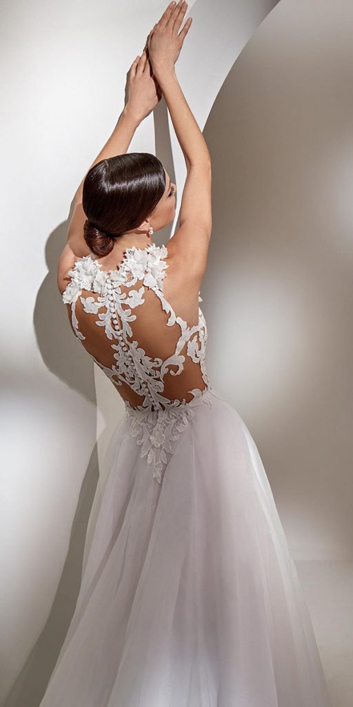 lace back wedding dresses vintage illusion nicole milano
