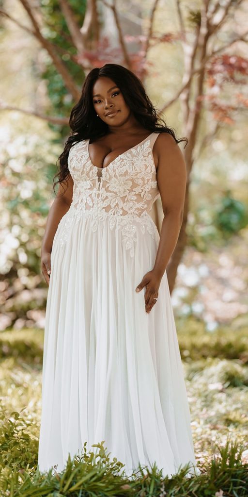 lace plus size wedding dresses a line lace v neckline allure