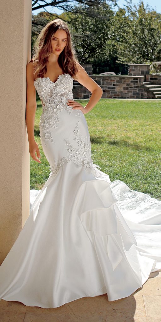 silk wedding dresses mermaid strapless neckline eve of milady