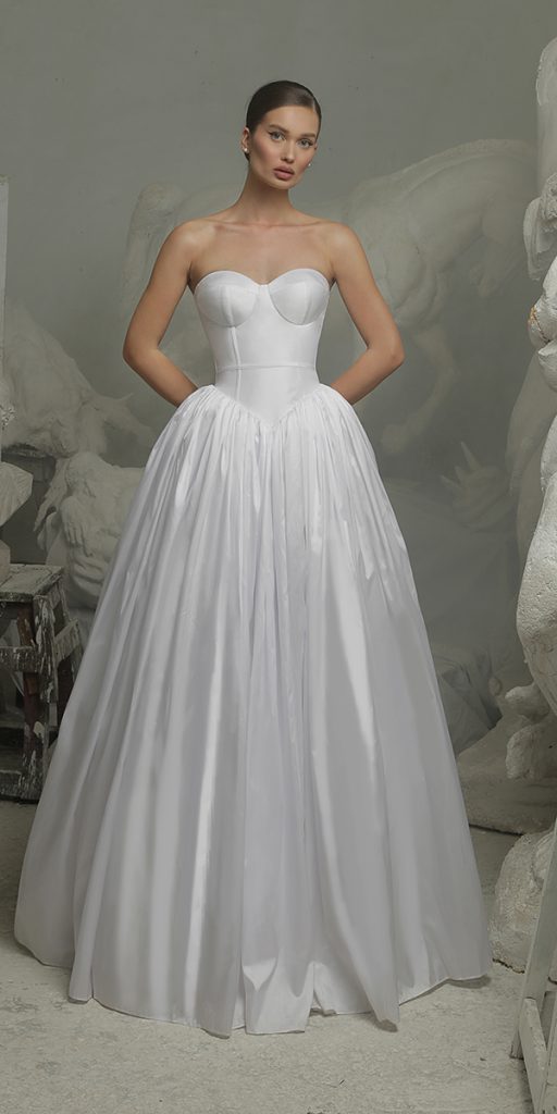 silk wedding dresses sweetheart strapless neckline ball gown tarik ediz