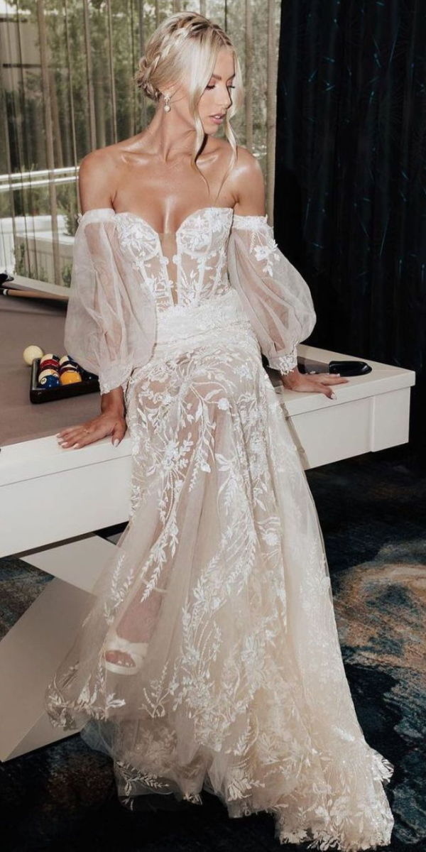 vintage wedding dresses with sleeves a-line style