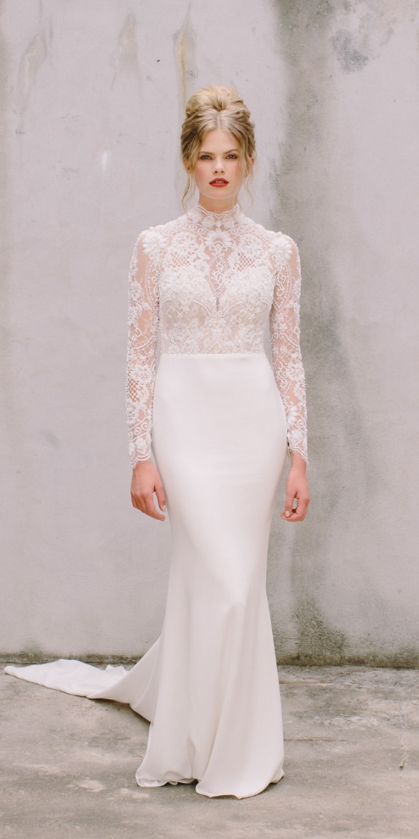 vintage wedding dresses with sleeves modest gown