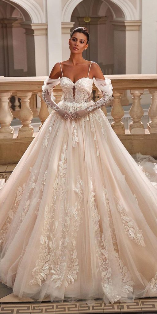 ball gown wedding dresses lace sweetheart neckline off the shoulder neckline anna sposa