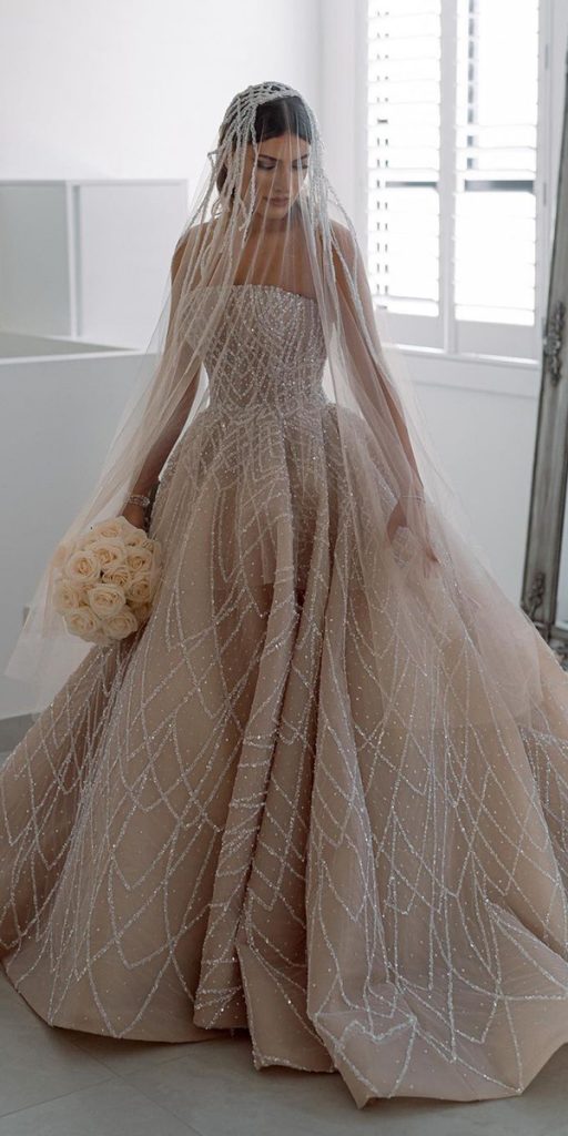ball gown wedding dresses sparkle strapless neckline steven khalil