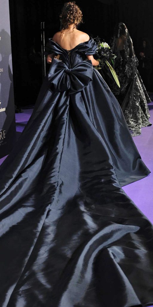 black wedding dresses simple with bow long train ball gown demetrios