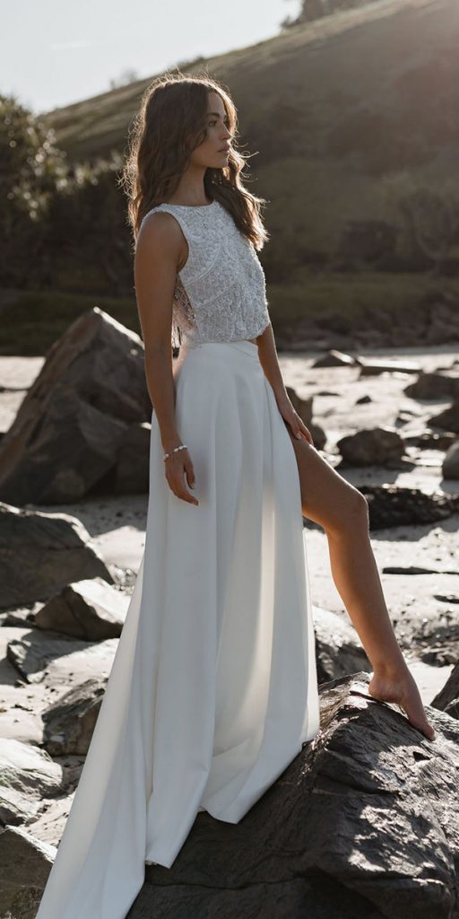 bohemian wedding dresses casual detached skirt anna campbel