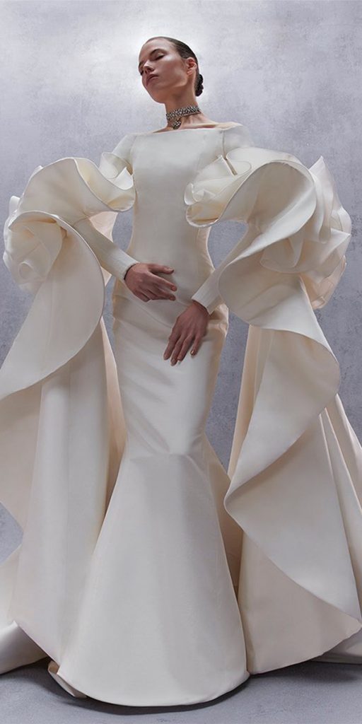 bridal gowns with sleeves simple modest modern ashistudio