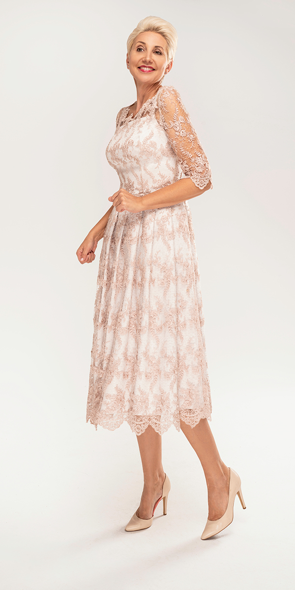 country mother of the bride dress lace tea length blush shutterstoc .